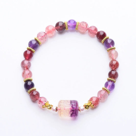 Amethyst Black Crystal Super Seven Crystal Beaded Bracelet, niche and high-end bracelet accessories