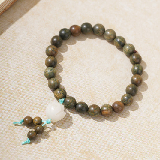 Argentine green sandalwood bracelet diy lotus pendant style, size 0.8, men's and women's cultural play sandalwood cultural play single circle