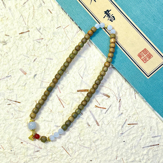 Argentine green sandalwood straight-cut bucket beads double-ring DIY multi-child and multi-fortune size 6x7 men's and women's cultural play bracelets