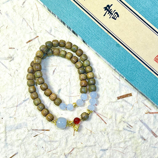 Argentine green sandalwood straight-cut bucket beads double-ring DIY multi-child and multi-fortune size 6x7 men's and women's cultural play bracelets